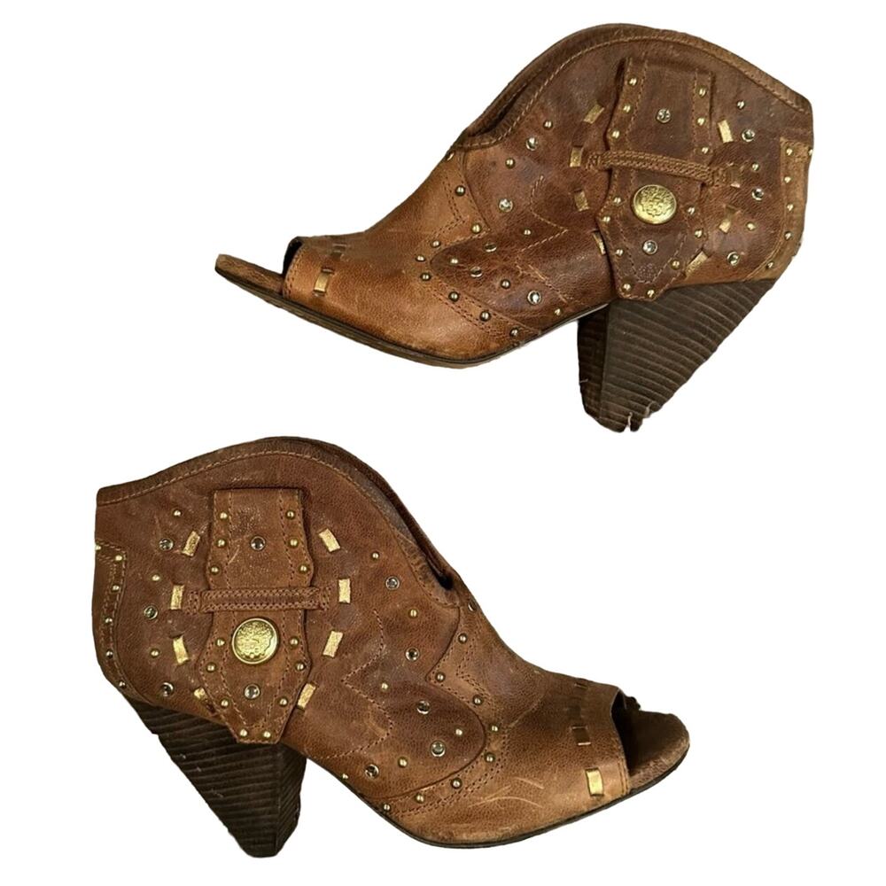 Vince Camuto Cydney stuffed peep toe leather booties size 8.5 SRE